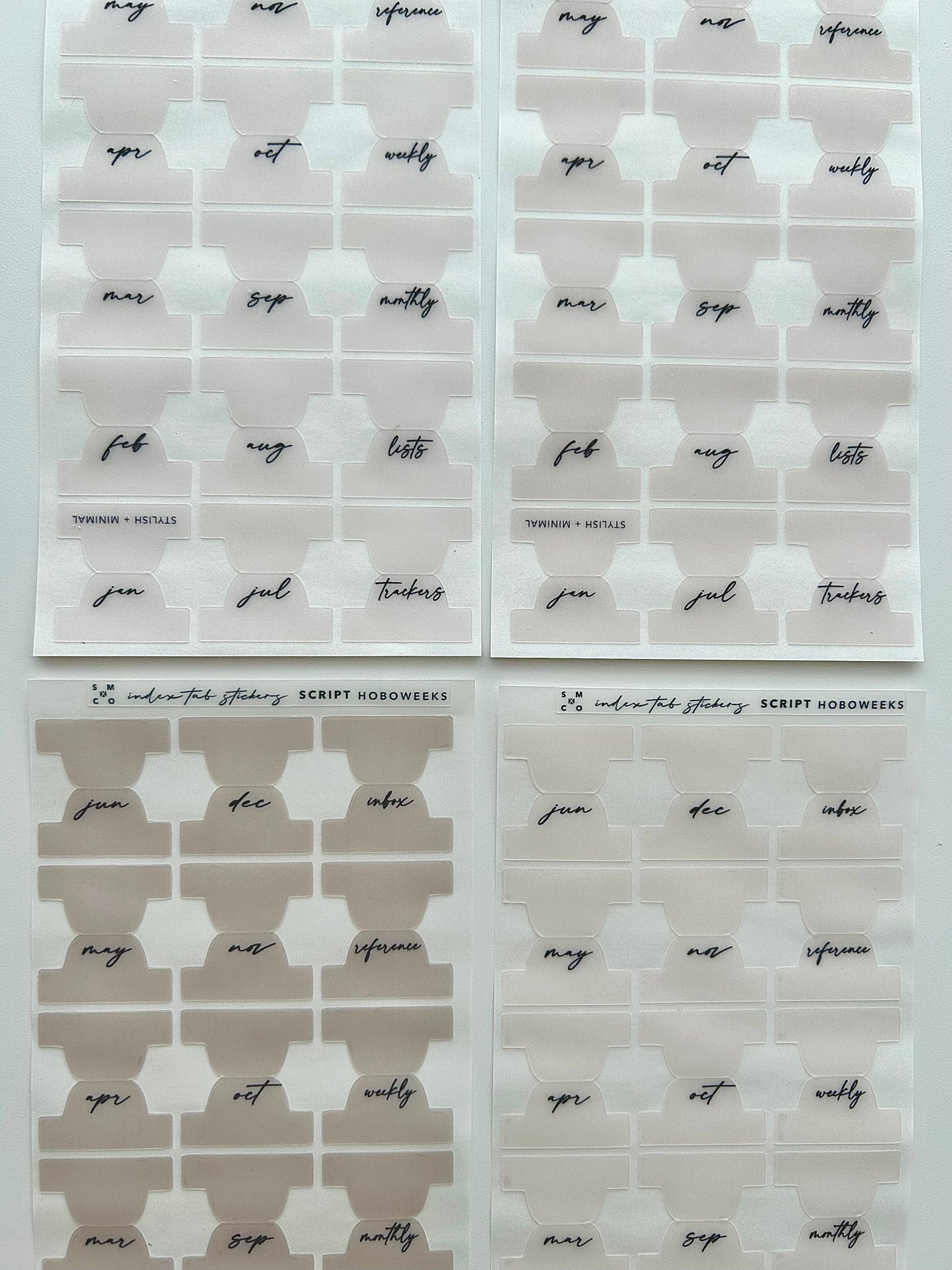 hobo WEEKS plastic index tabs - months abbreviated