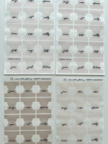 hobo WEEKS plastic index tabs - months abbreviated