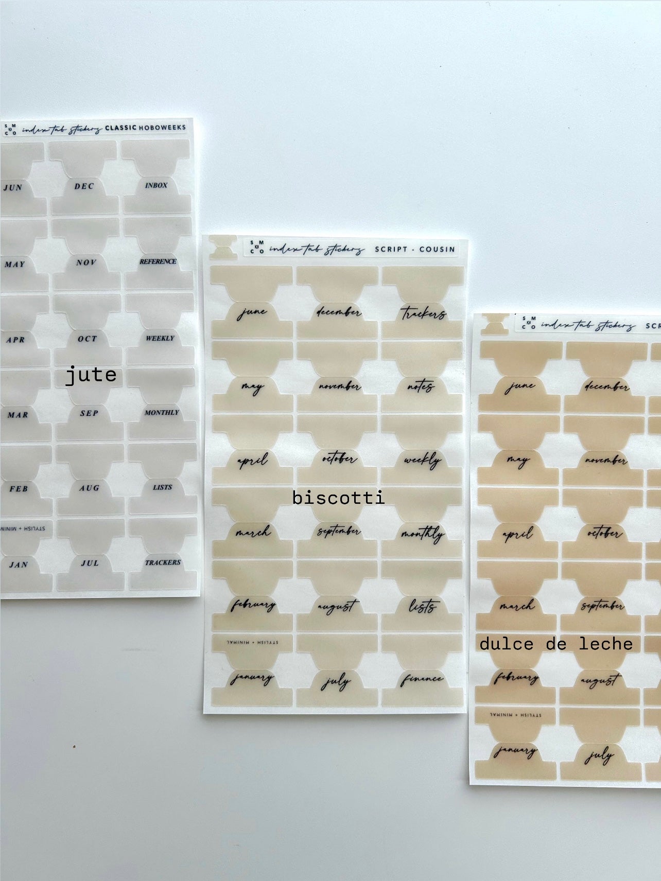 hobo WEEKS plastic index tabs - months abbreviated