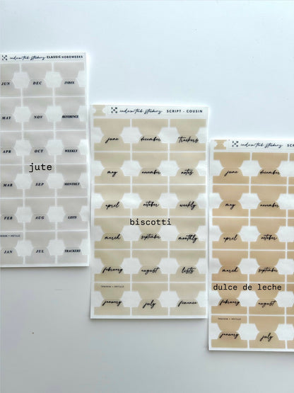 hobo WEEKS plastic index tabs - months abbreviated