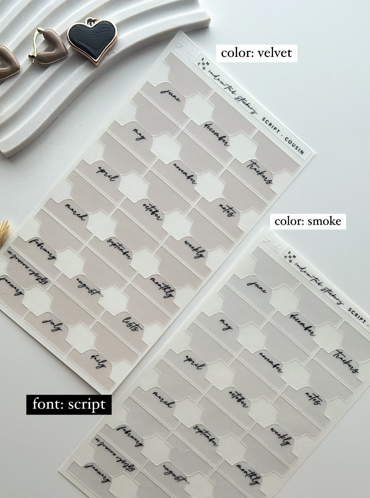 A5 hobo cousin plastic index tabs - spelled out months