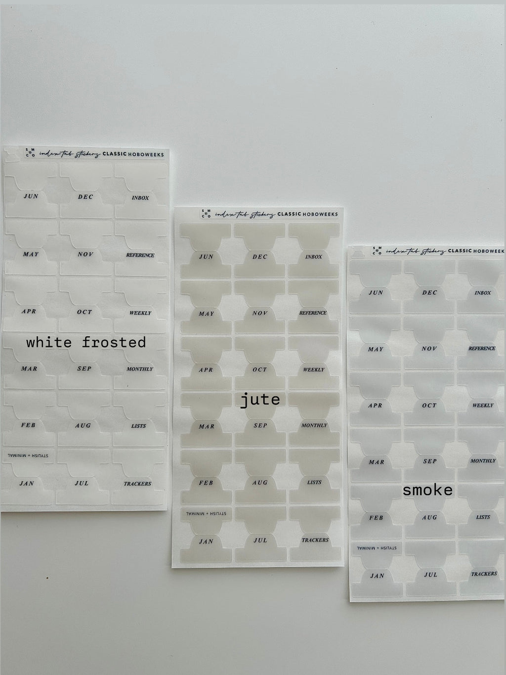 B6 plastic index tabs - months abbreviated