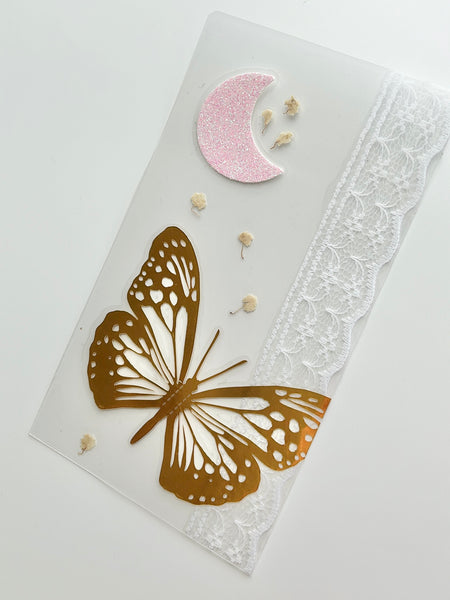 Gold Butterfly + Lace floral custom dashboard