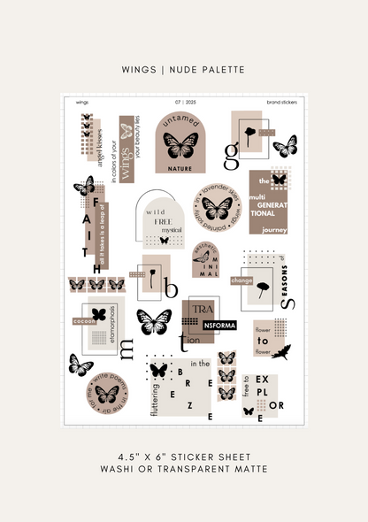 wings smco brand journaling stickers 4" x 6"