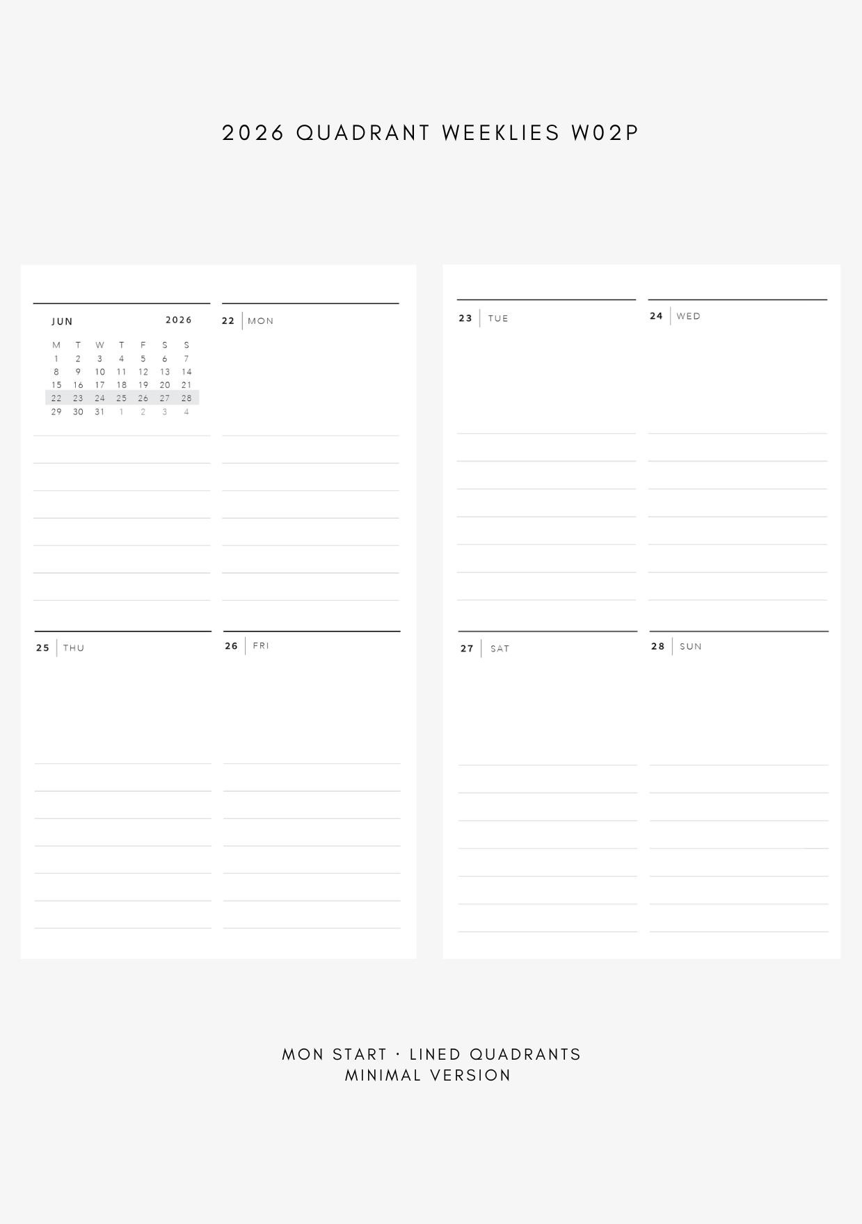 2026 quadrant weekly WO2P