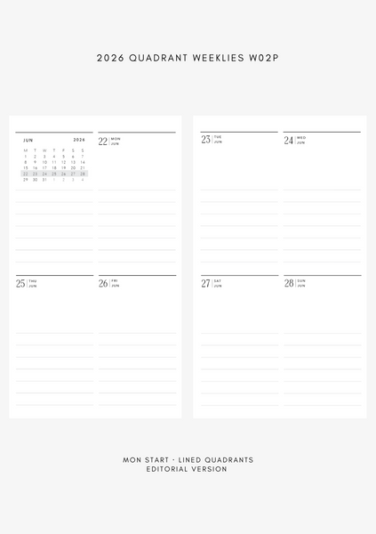 2026 quadrant weekly WO2P
