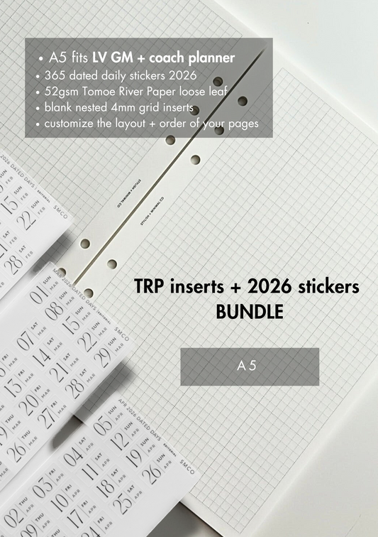 A5 TRP inserts + 2026 dated stickers BUNDLE - Tomoe River Paper