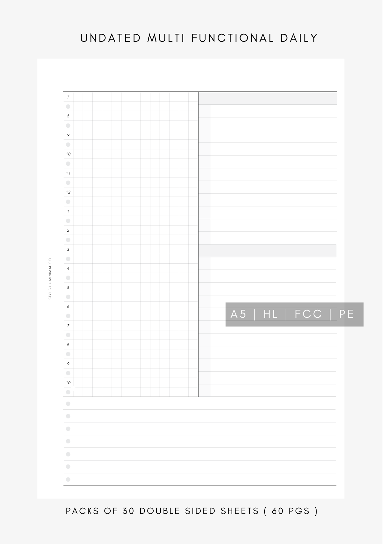Multifunctional UNdated Daily Printed Inserts - D02