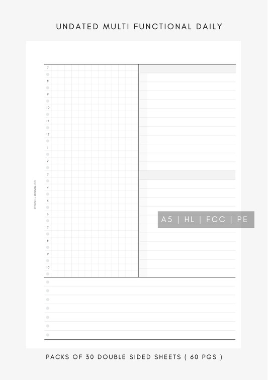 Multifunctional UNdated Daily Printed Inserts - D02