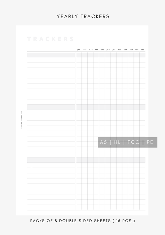 Yearly Trackers - Printed Inserts