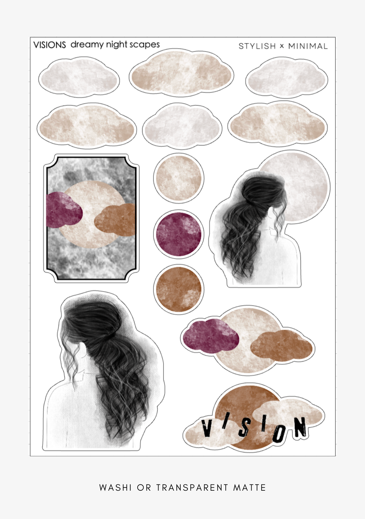 dreamy night scapes journaling sheet | visions nov kit