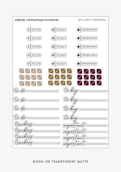 minimal bujo section headers | visions nov kit