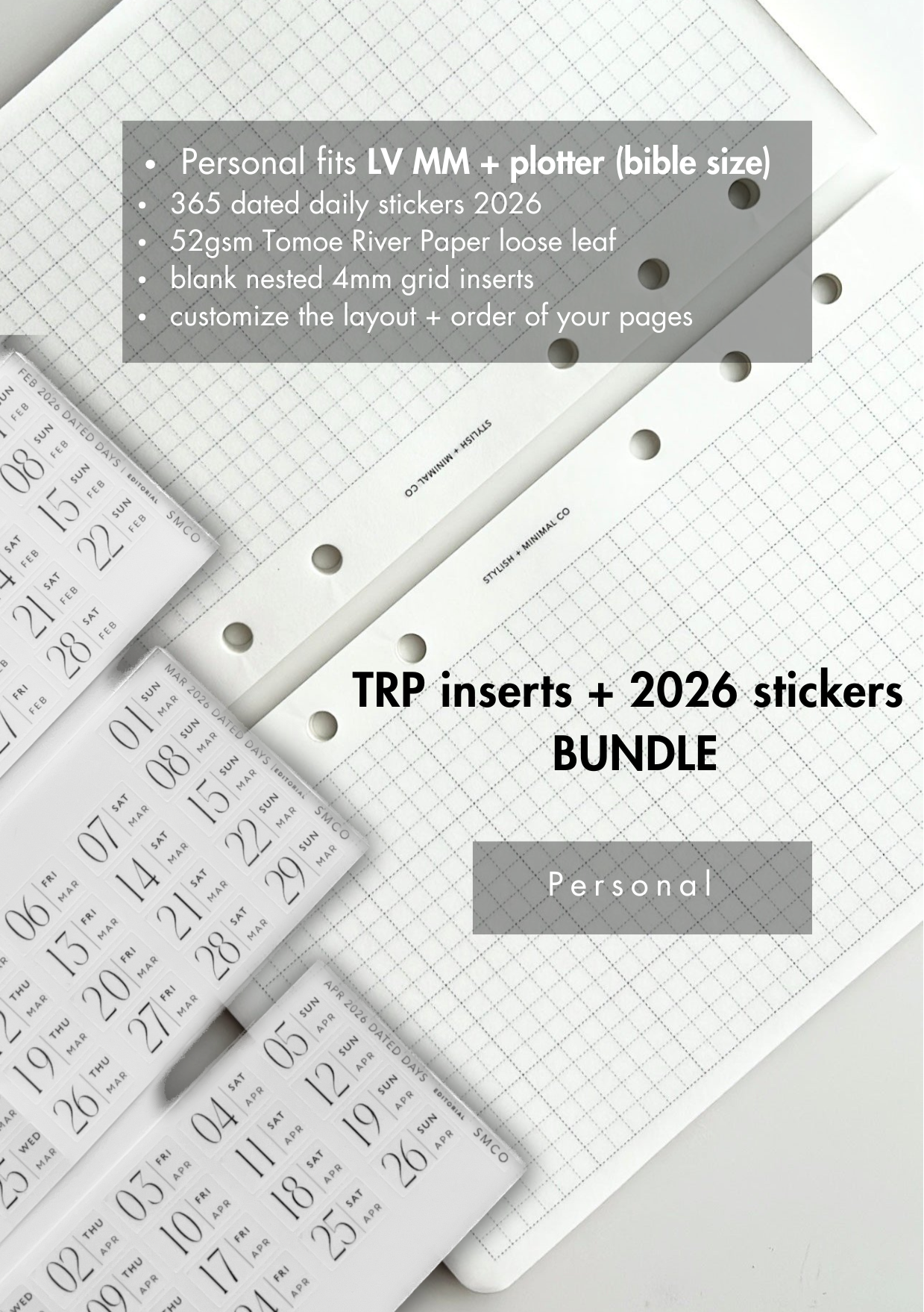 personal TRP inserts + 2026 dated stickers BUNDLE - Tomoe River Paper