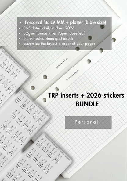 personal TRP inserts + 2026 dated stickers BUNDLE - Tomoe River Paper