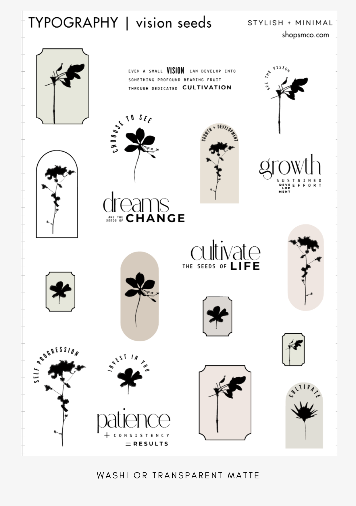 vision seeds sticker sheet | neutral palette