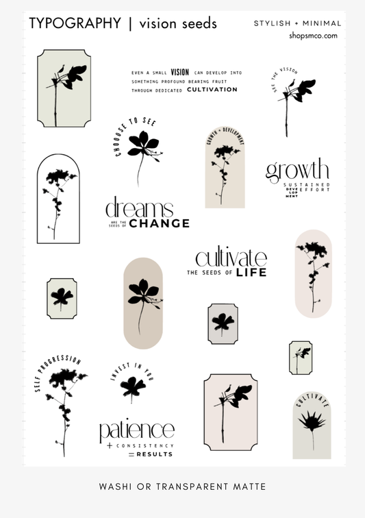 vision seeds sticker sheet | neutral palette