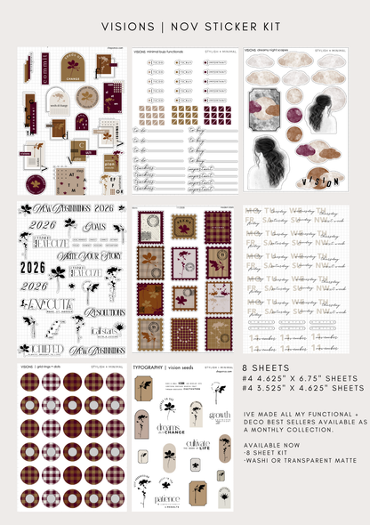 visions nov sticker kit - 8 sheet bundle