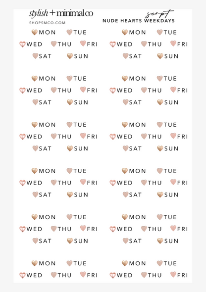 heart weekday stickers