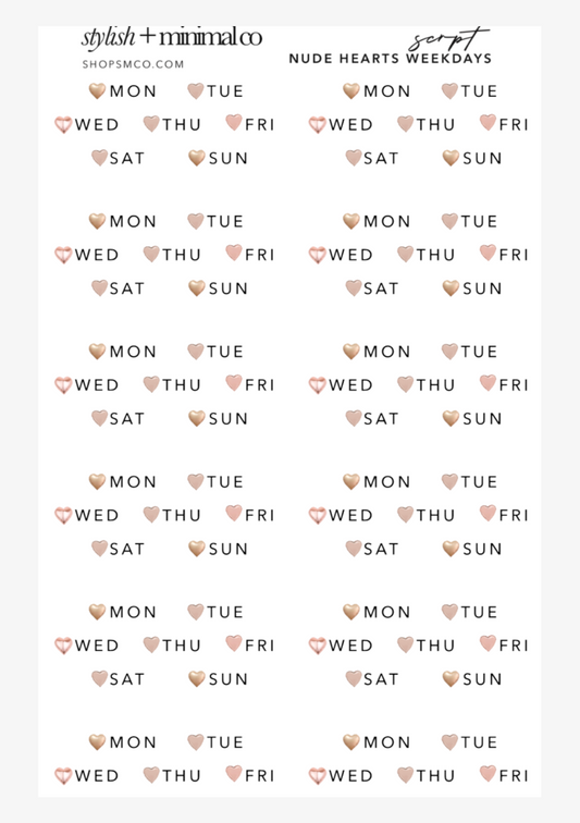 heart weekday stickers