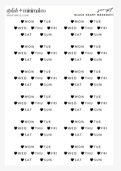 heart weekday stickers