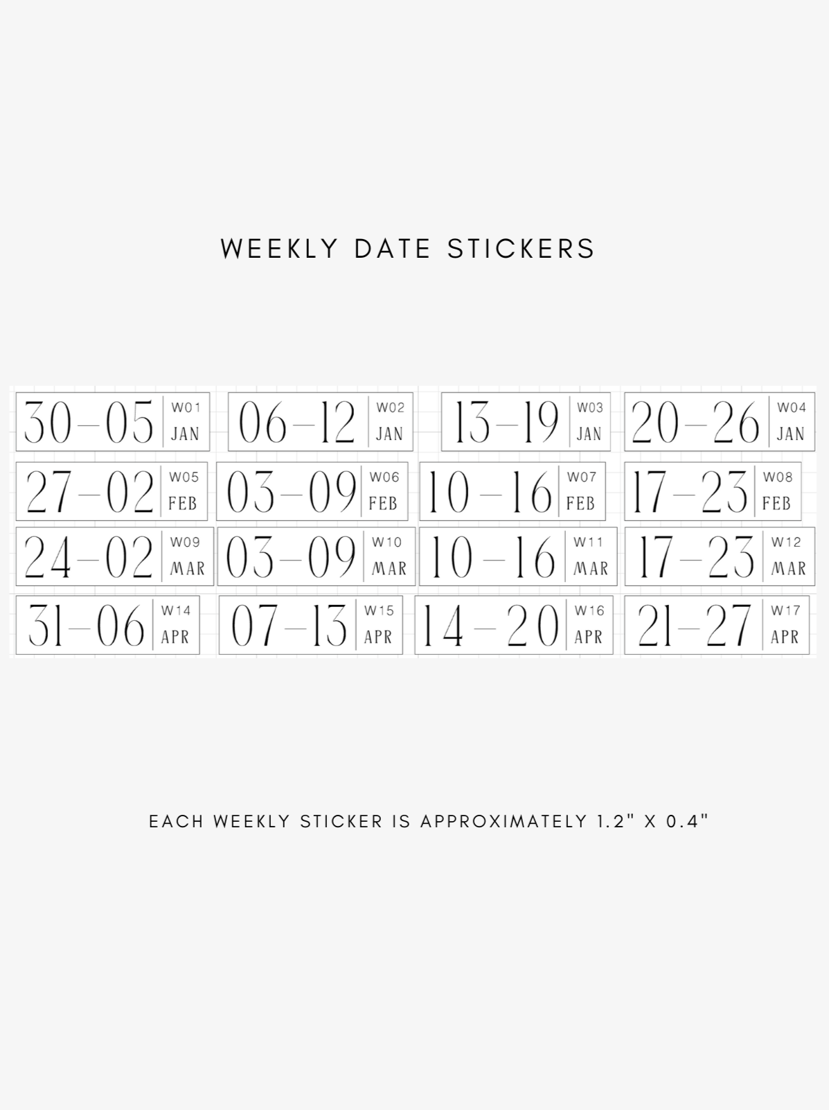 2026 dated weekly journaling stickers - mon start