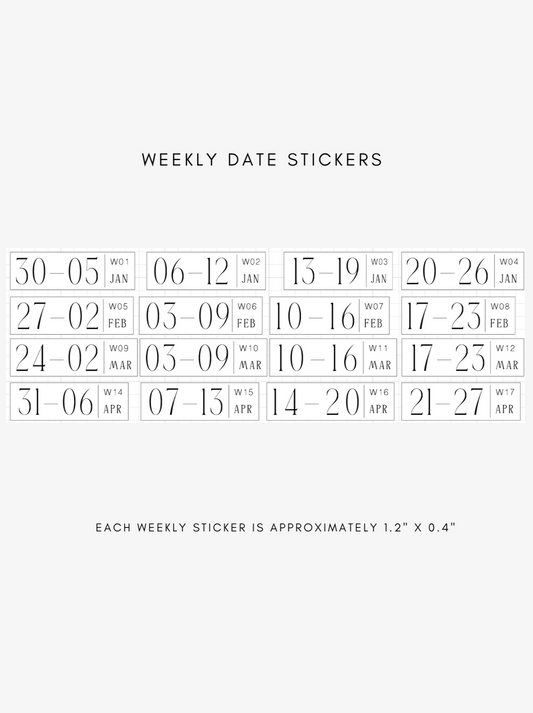 2026 dated weekly journaling stickers - mon start