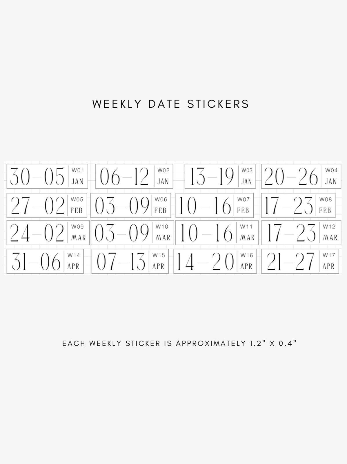 2025 dated weekly journaling stickers - mon start