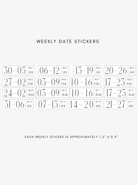 2025 dated weekly journaling stickers - mon start