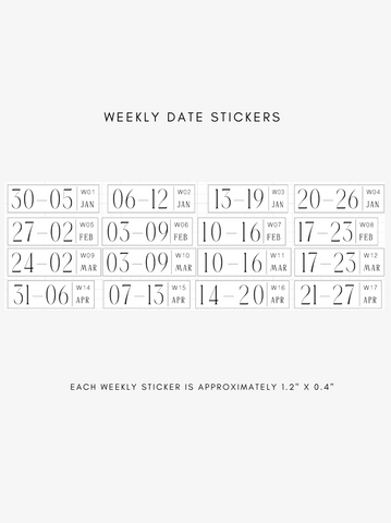 2025 dated weekly journaling stickers - mon start