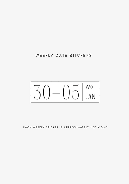 2026 dated weekly journaling stickers - mon start
