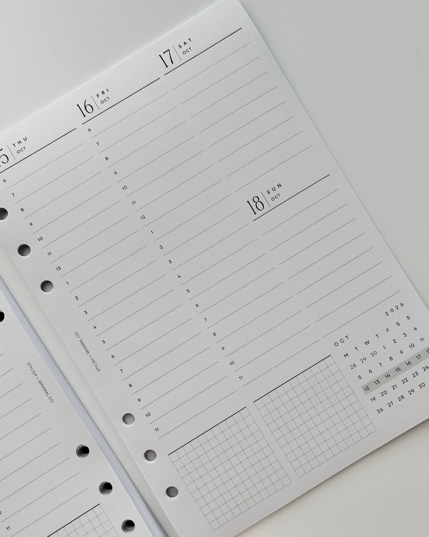 2026 vertical lined timeline Weekly DATED