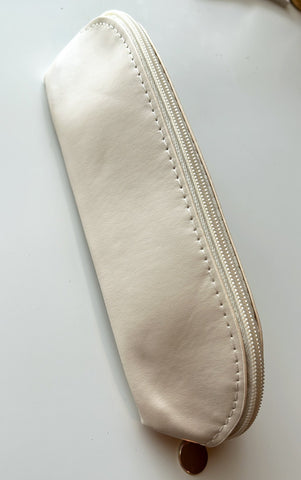 beige pu pencil bag