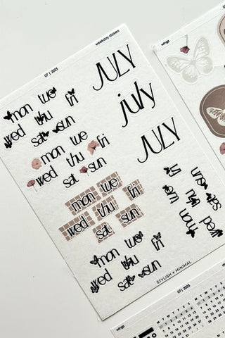 wings week day stickers | July kit
