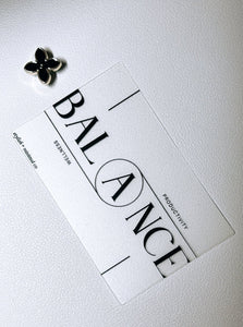 balance frosted plastic deco card