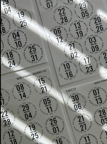 2024 date stamp week stickers - modern