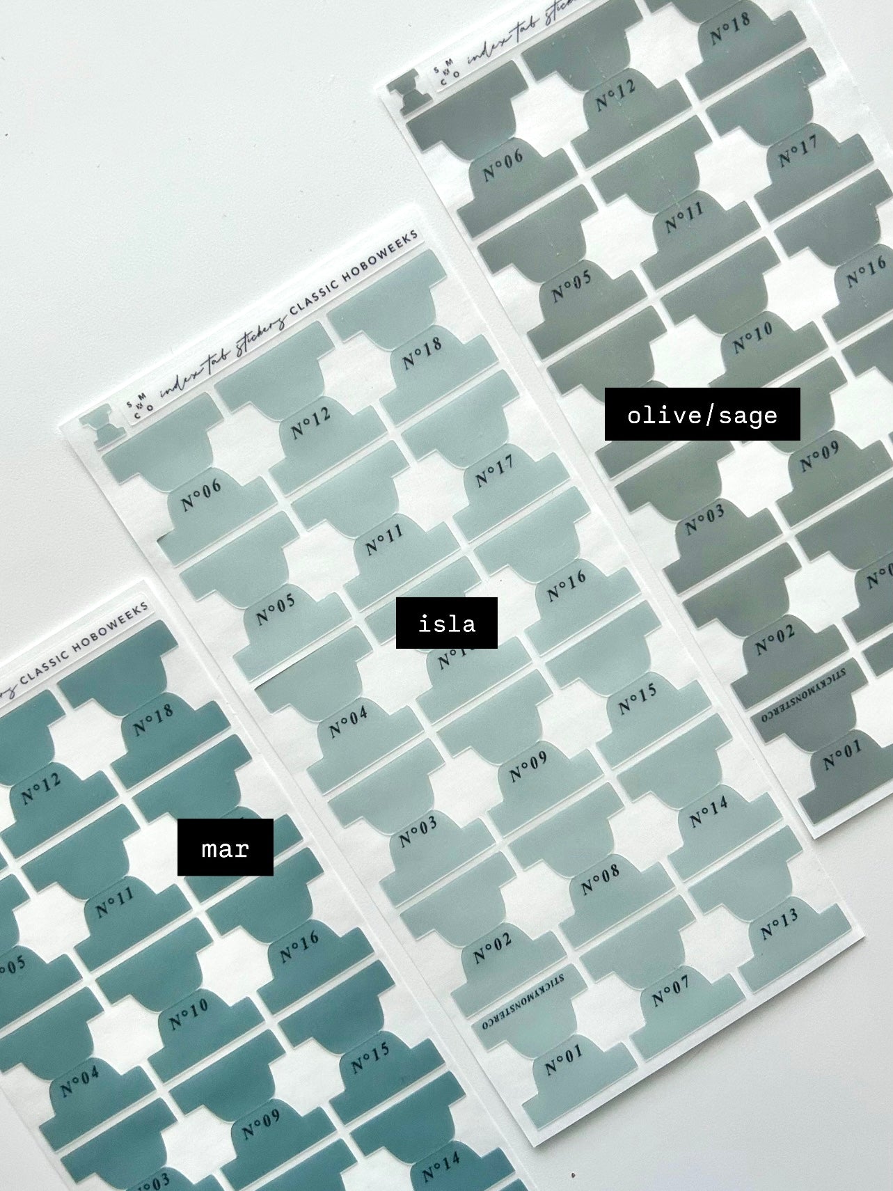 hobo WEEKS plastic index tabs - months abbreviated