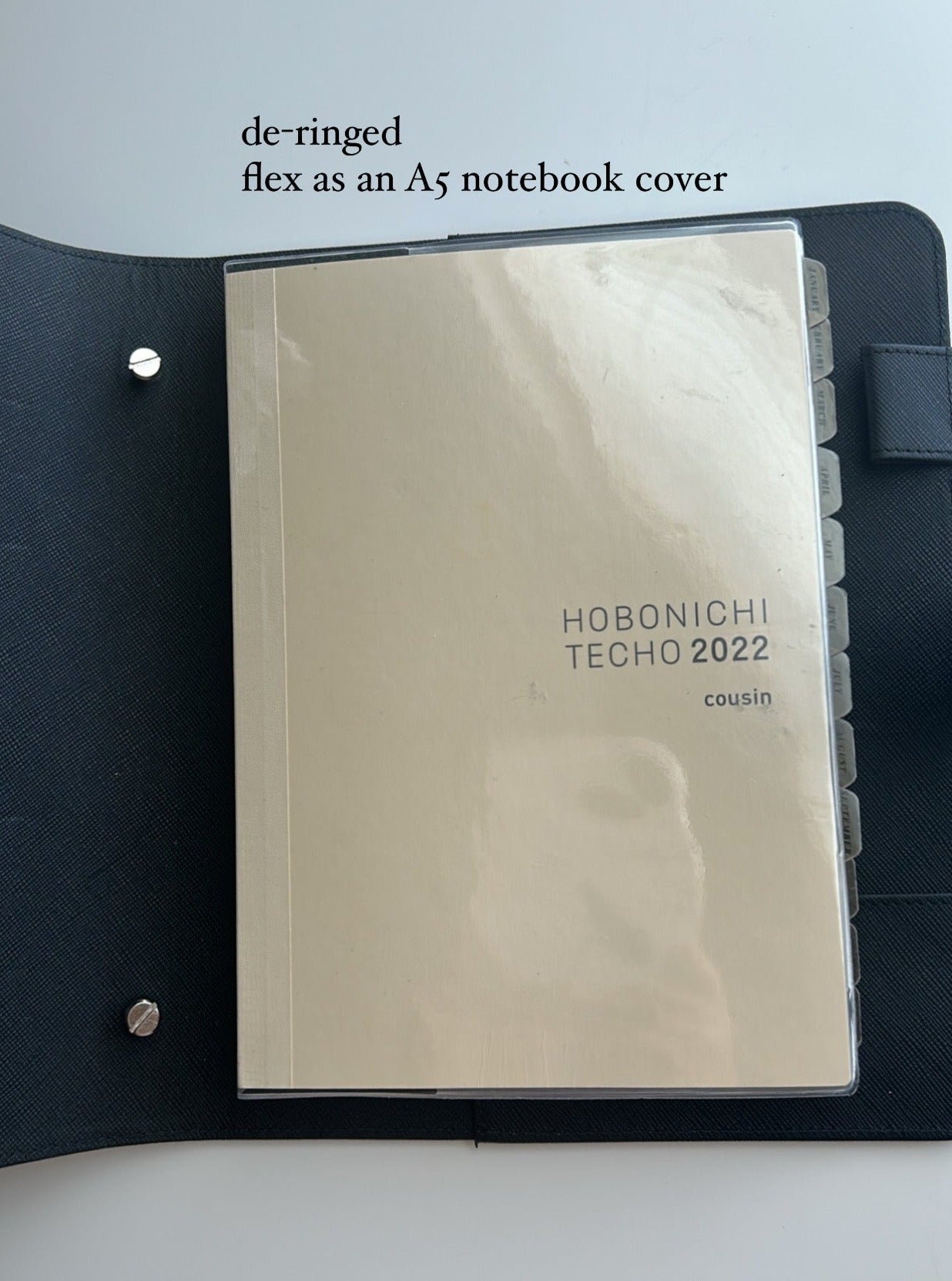 black A5 30mm rings - epi/saffiano genuine leather