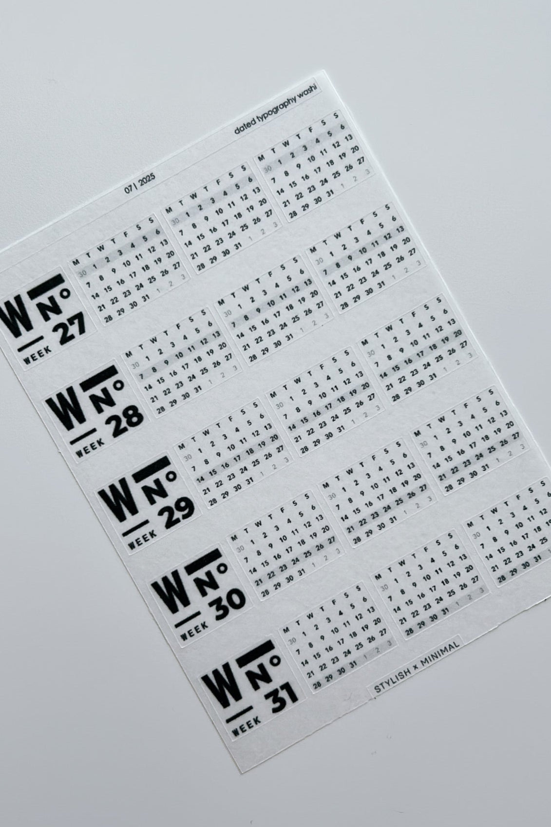 dated washi | month specific