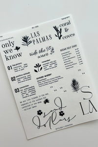 isla typography sticker sheet