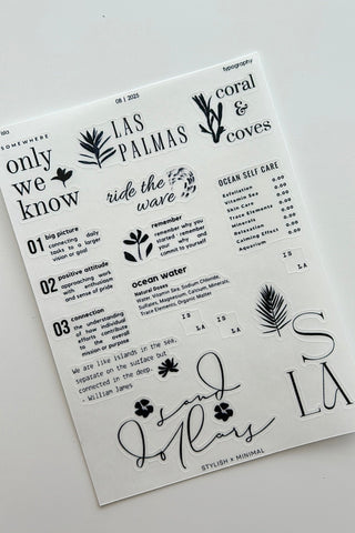 isla typography sticker sheet