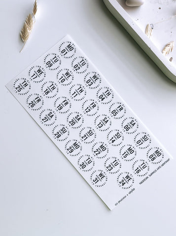 date stamp days stickers - modern