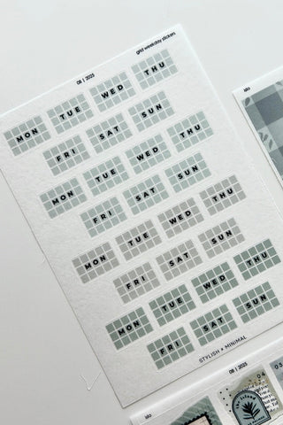 grid weekday stickers | monthly kit specific