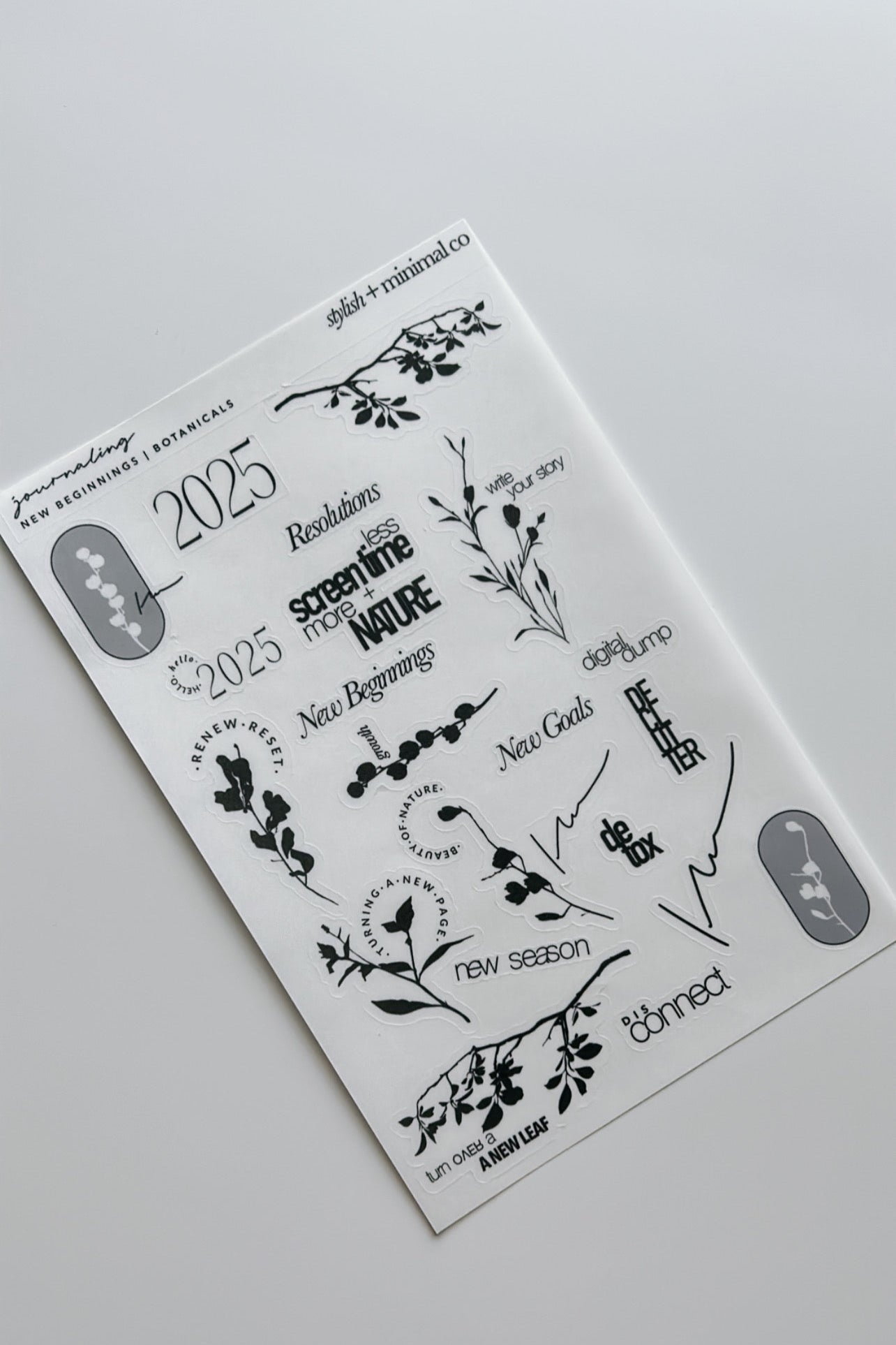 New Beginnings | Botanical journaling sticker sheet