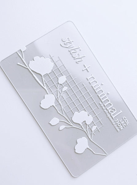 white silhouette on clear plastic deco card