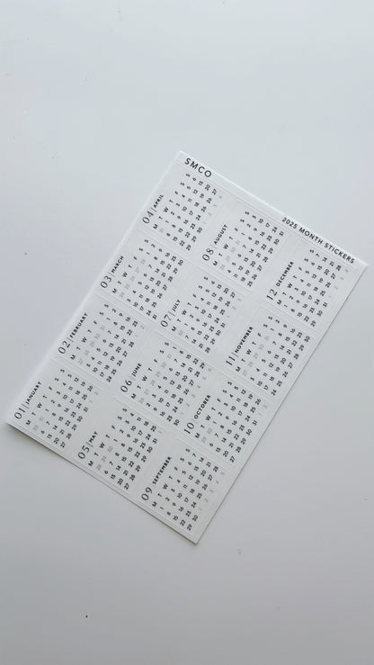2026 monthly calendar stickers