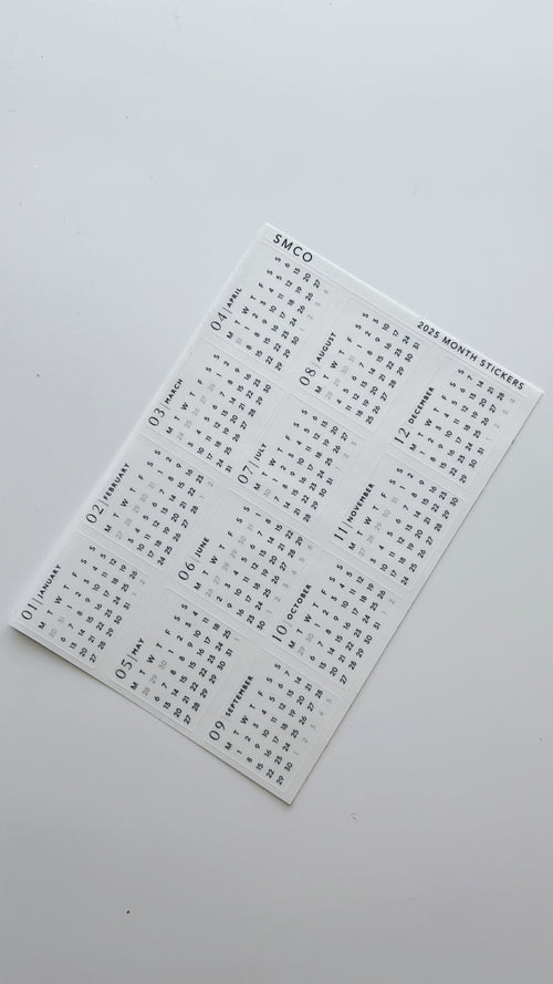 2026 monthly calendar stickers