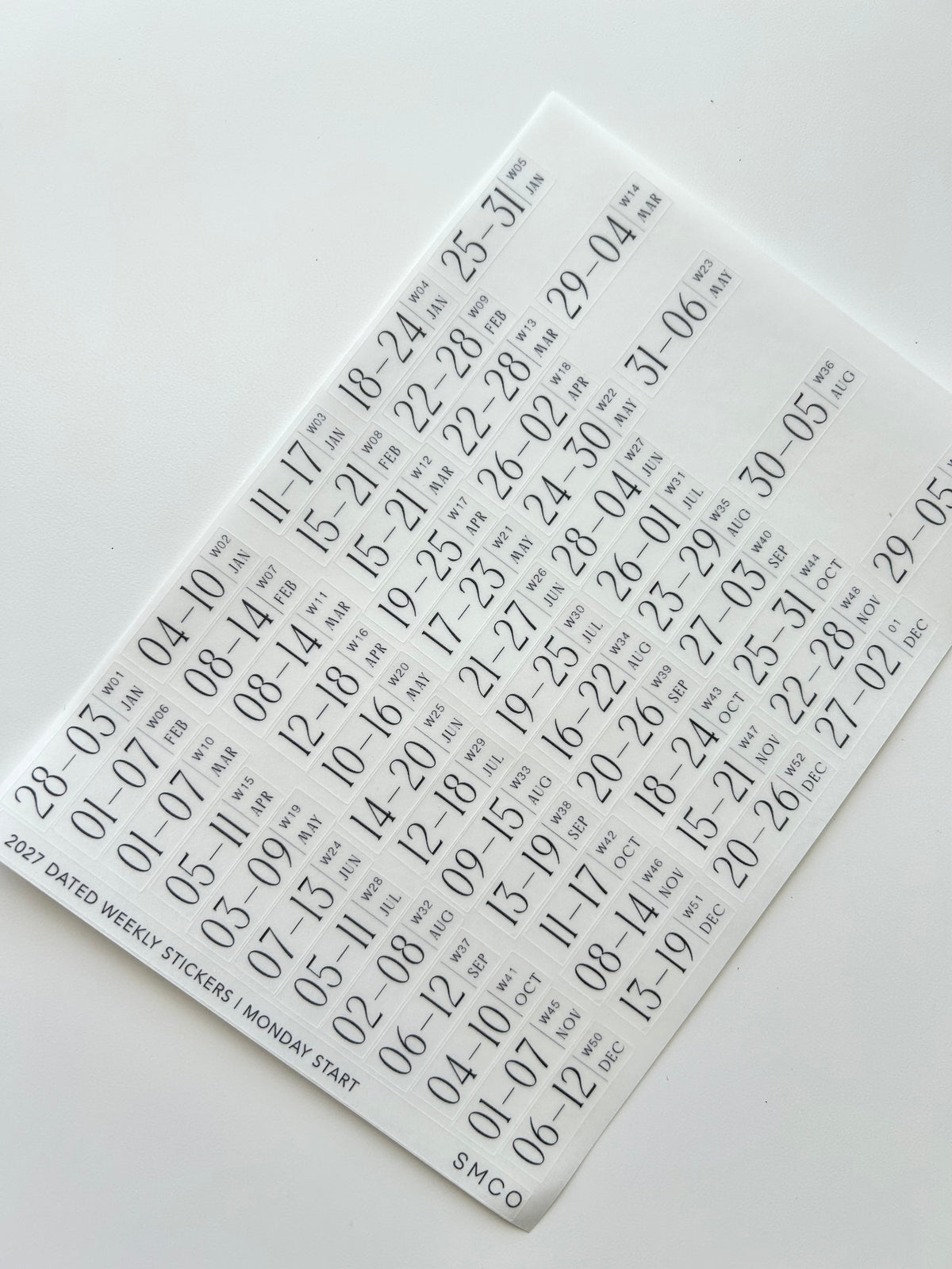 2027 dated weekly journaling stickers - mon start