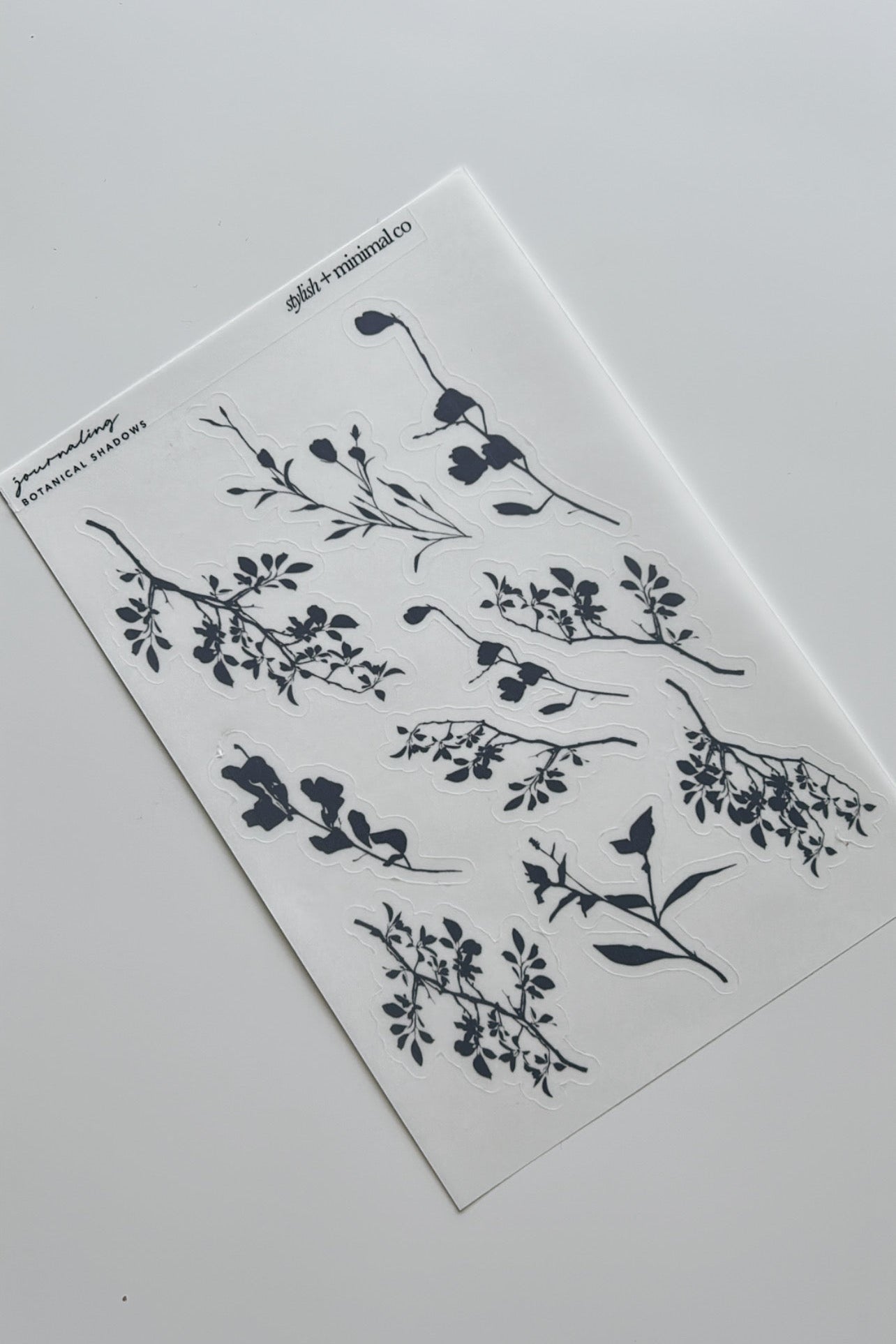 botanical shadows journaling sticker sheet