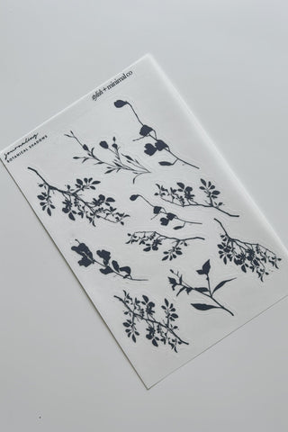 botanical shadows journaling sticker sheet