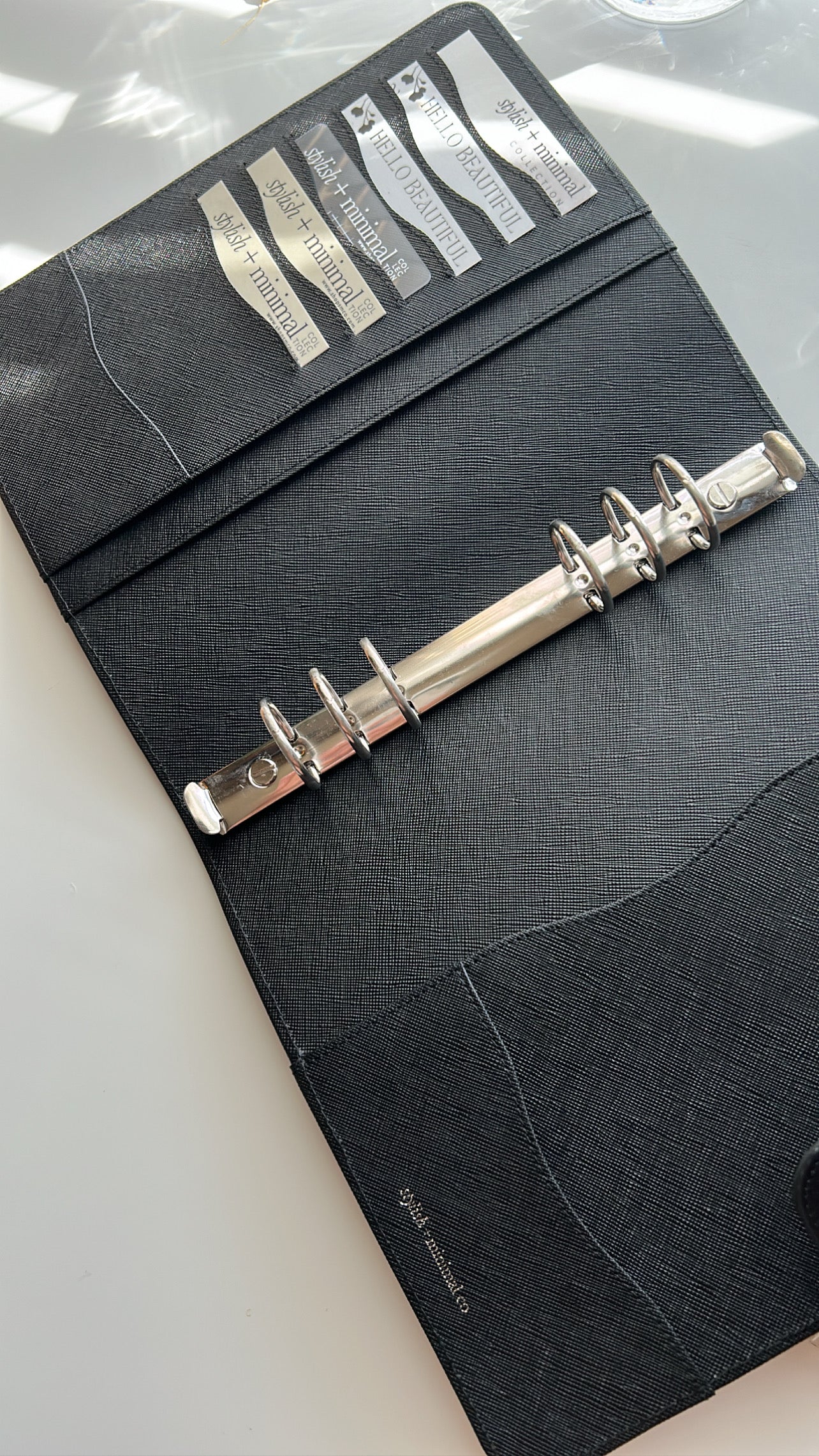 black A5 30mm rings - epi/saffiano genuine leather